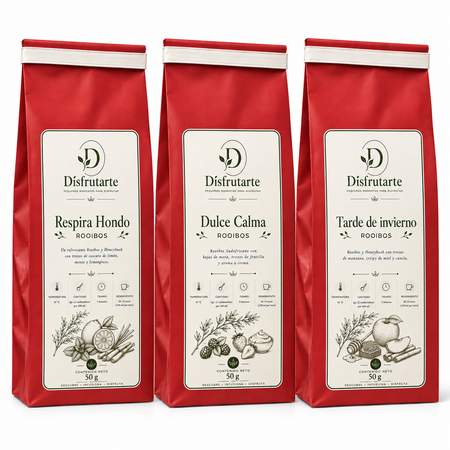 Trío Rooibos: Respira Hondo, Dulce Calma y Tarde de Invierno, tres bolsas de 50 g